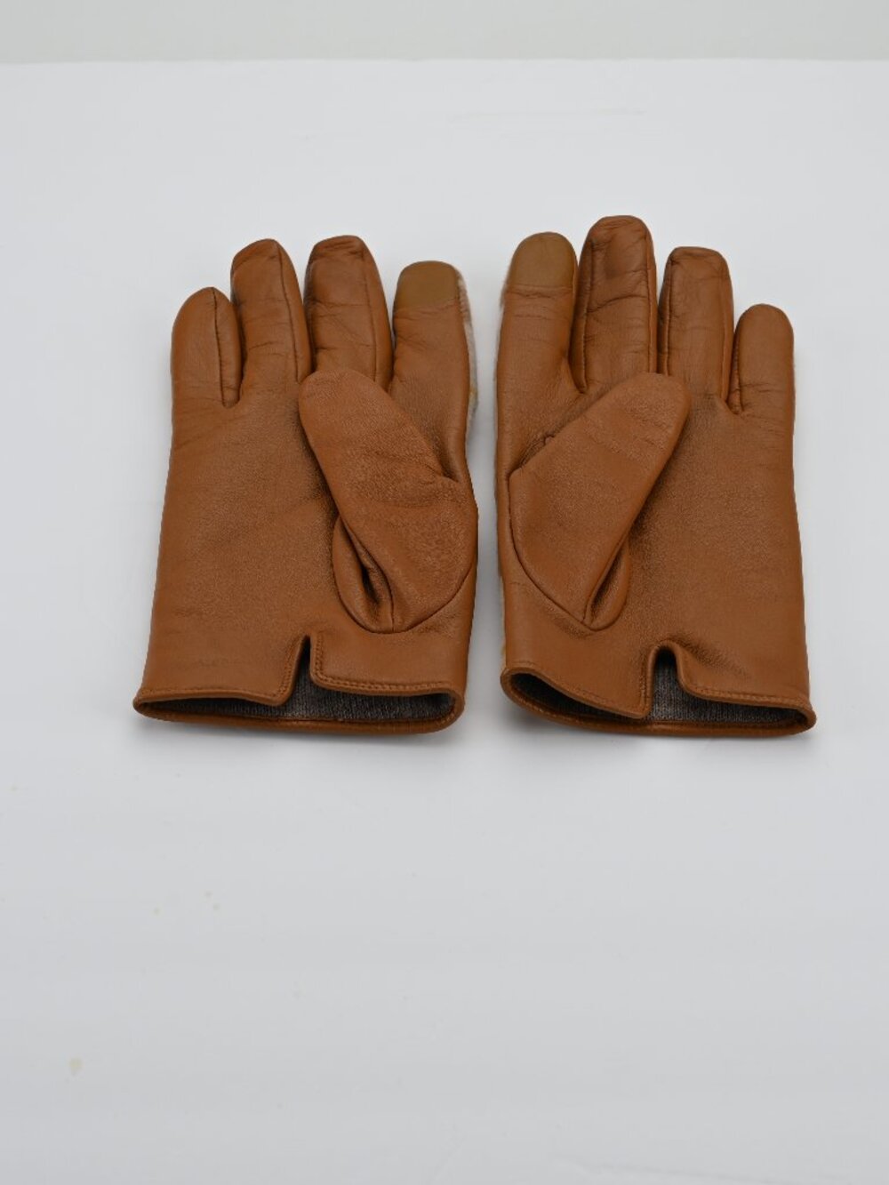 Coach Horse and Carriage Tan Plaid Tech woman's Gloves Leather/Wool Sz 8